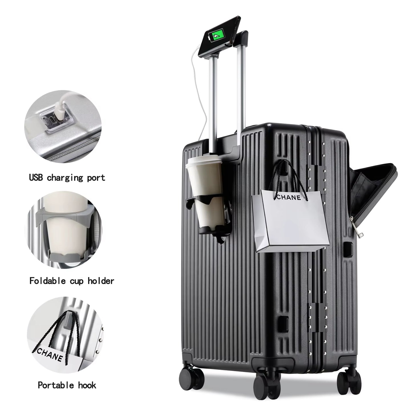Wholesale 2026 PC Aluminium Frame Luggage 26 Inch 2 Pcs Set Metal Trolley Bags Carry-Ons 20 Inch Front-Opening Multi-Functional