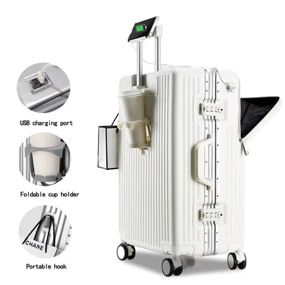 Wholesale 2026 PC Aluminium Frame Luggage 26 Inch 2 Pcs Set Metal Trolley Bags Carry-Ons 20 Inch Front-Opening Multi-Functional