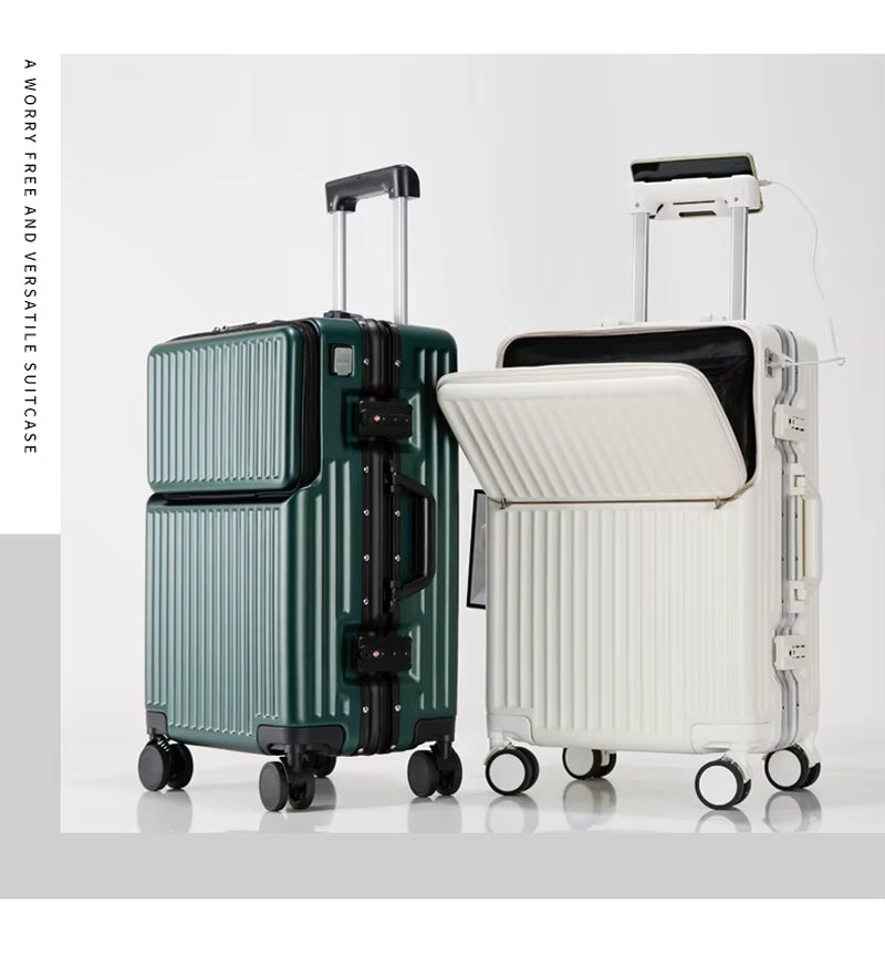 Wholesale 2026 PC Aluminium Frame Luggage 26 Inch 2 Pcs Set Metal Trolley Bags Carry-Ons 20 Inch Front-Opening Multi-Functional