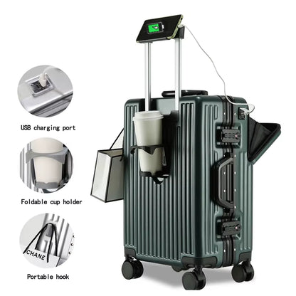 Wholesale 2026 PC Aluminium Frame Luggage 26 Inch 2 Pcs Set Metal Trolley Bags Carry-Ons 20 Inch Front-Opening Multi-Functional