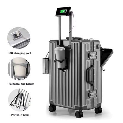 Wholesale 2026 PC Aluminium Frame Luggage 26 Inch 2 Pcs Set Metal Trolley Bags Carry-Ons 20 Inch Front-Opening Multi-Functional