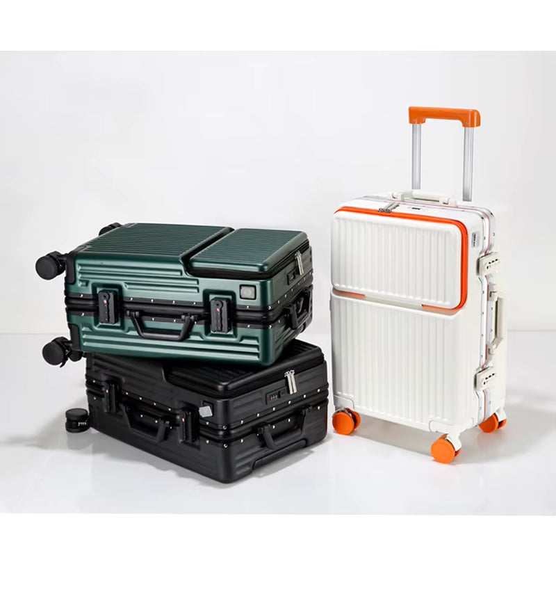 Wholesale 2026 PC Aluminium Frame Luggage 26 Inch 2 Pcs Set Metal Trolley Bags Carry-Ons 20 Inch Front-Opening Multi-Functional