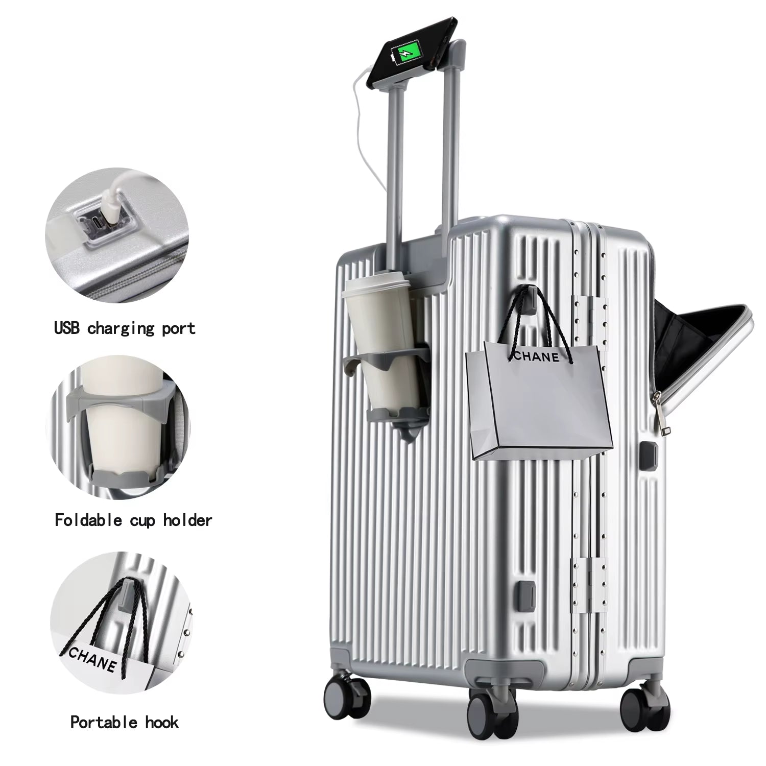 Wholesale 2026 PC Aluminium Frame Luggage 26 Inch 2 Pcs Set Metal Trolley Bags Carry-Ons 20 Inch Front-Opening Multi-Functional